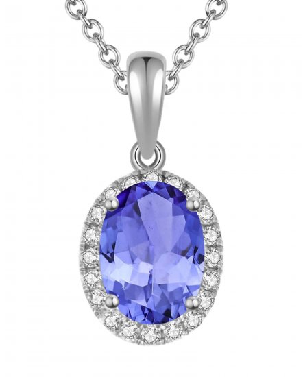 OVAL COLORED STONE DIAMOND PENDANT (VP294)